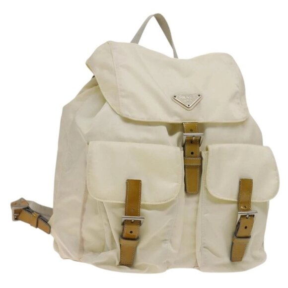 PRADA Backpack Nylon White Silver Auth 138353 - Picture 1 of 16